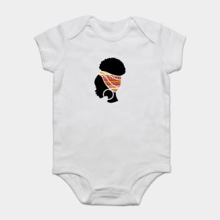Afro Hair Woman with African Pattern Headwrap Baby Bodysuit